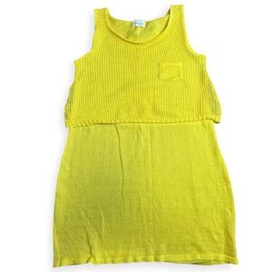 SUPER NORMAL Women’s Yellow Sleeveless Knit Layered Sweater Tunic Size Medium